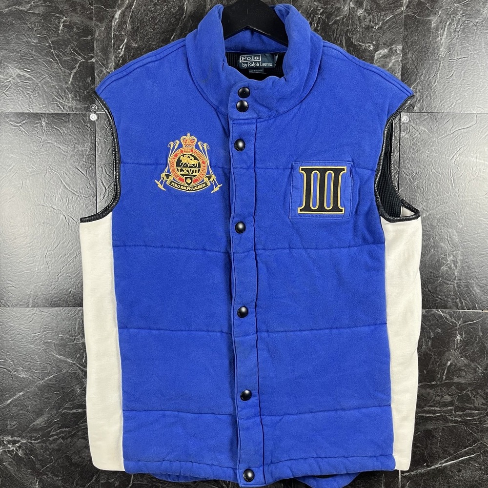 Polo Ralph Lauren Men's Blue Vtg Cup Crest España Vest Medium -Flaws